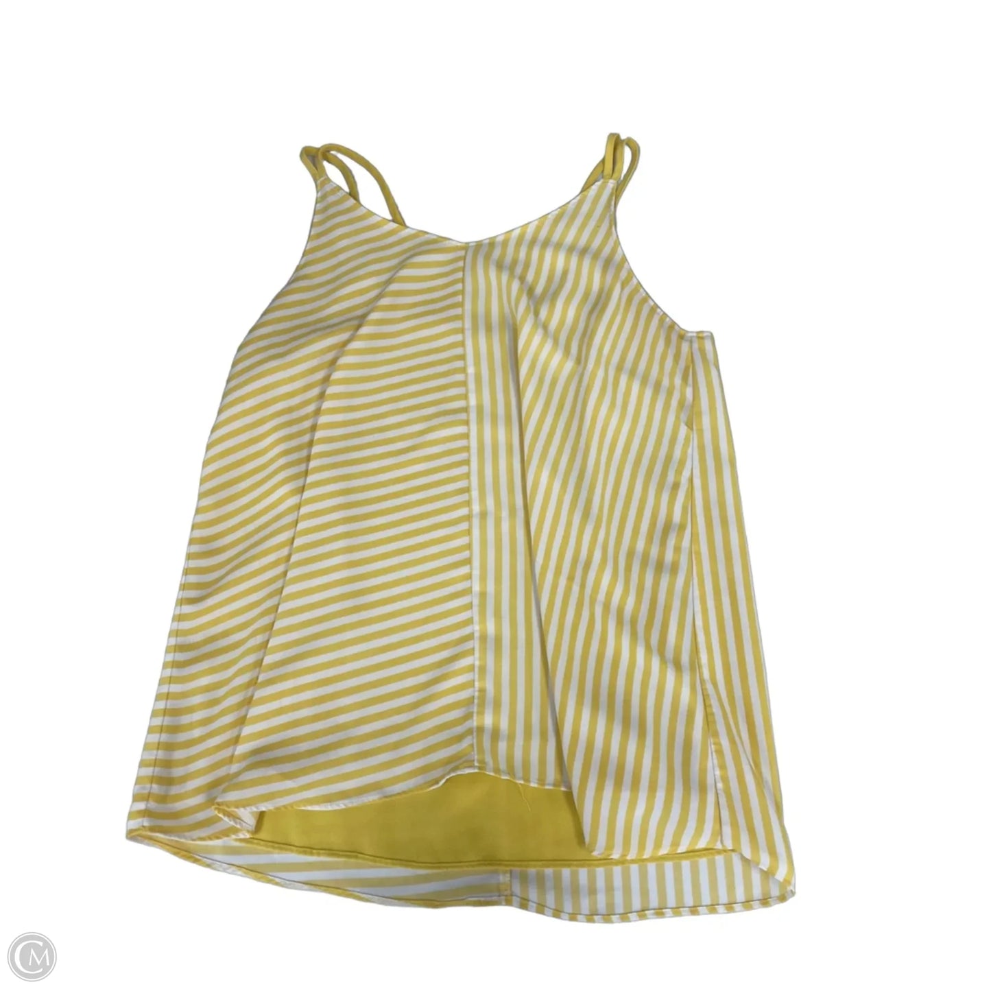 Top Sleeveless By Cato In White & Yellow, Size: M