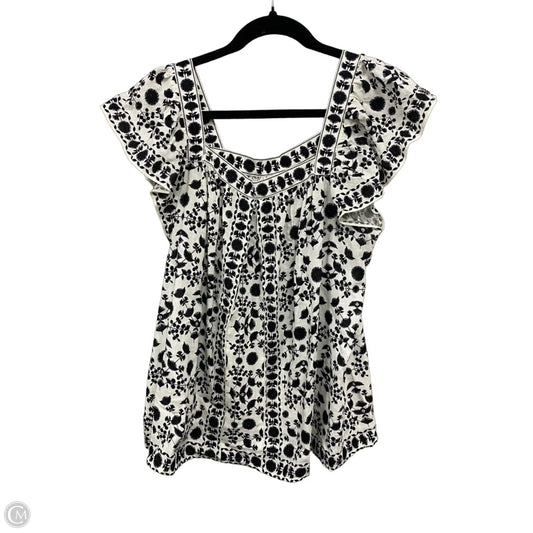 Top Short Sleeve By Max Studio In Black & Cream, Size: L