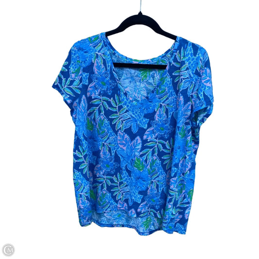 Top Short Sleeve Designer By Lilly Pulitzer In Blue, Size: Xl