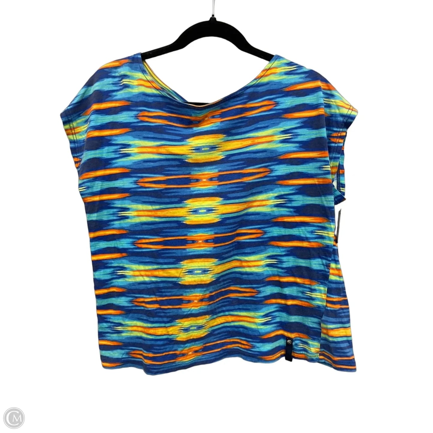Top Short Sleeve By Lauren By Ralph Lauren In Blue & Orange, Size: Xl