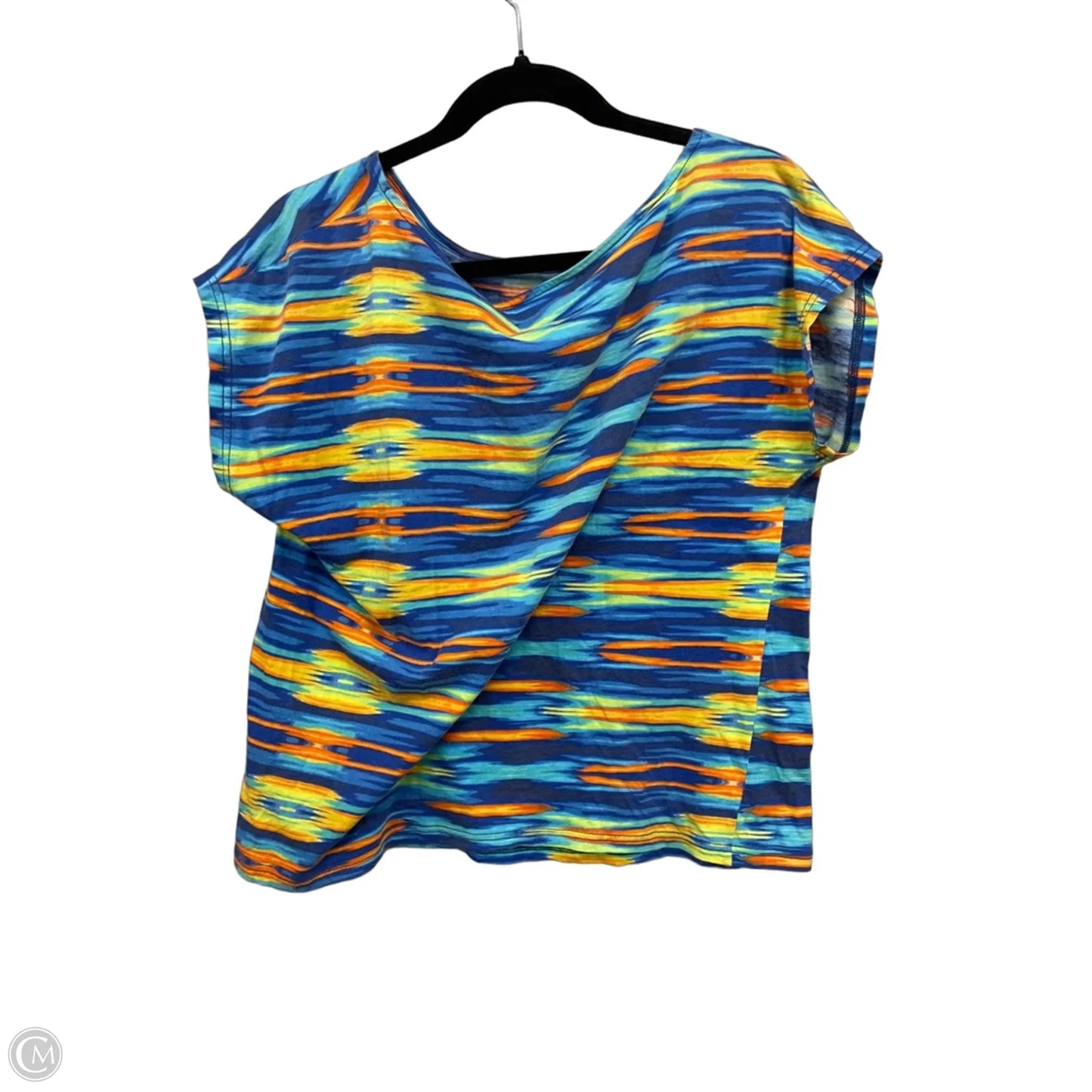 Top Short Sleeve By Lauren By Ralph Lauren In Blue & Orange, Size: Xl