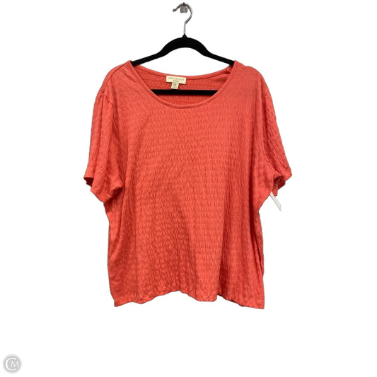 Top Short Sleeve By Appleseeds In Coral, Size: 1x