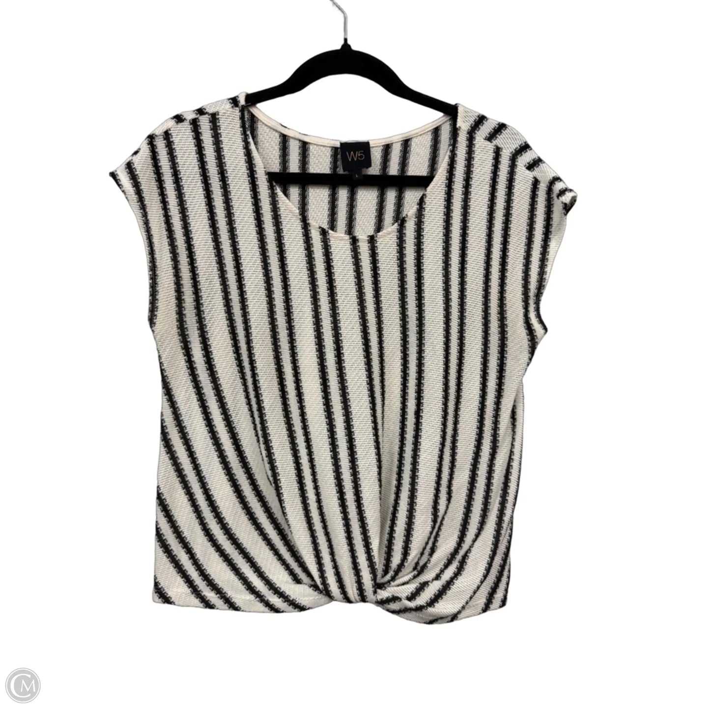 Sweater Short Sleeve By W5 In Black & Cream, Size: L
