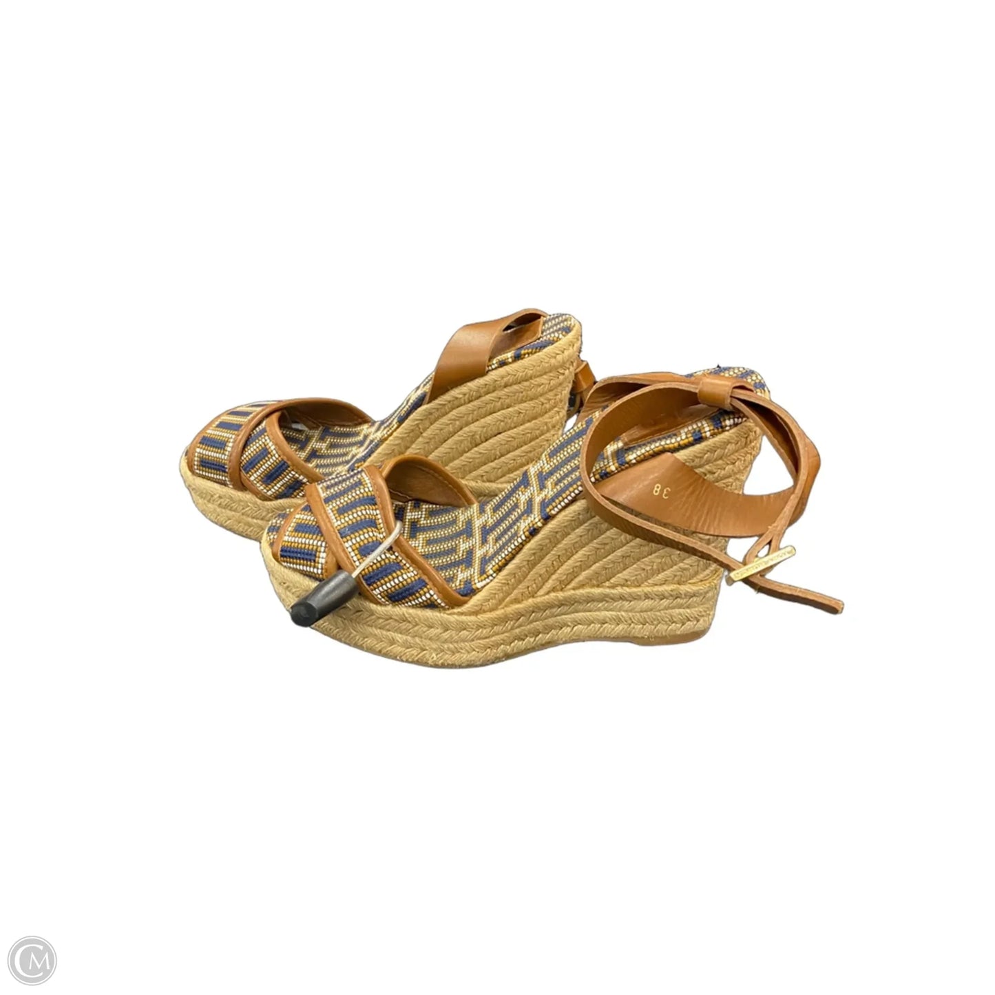 Sandals Designer By Tory Burch In Blue & Brown, Size: 7.5