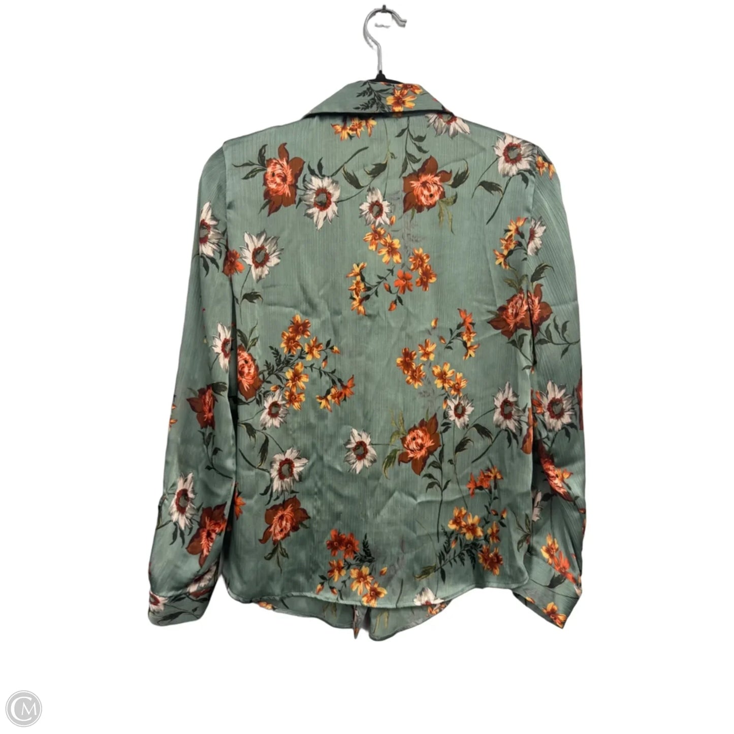 Top Long Sleeve By Zara Basic In Green & Orange, Size: S