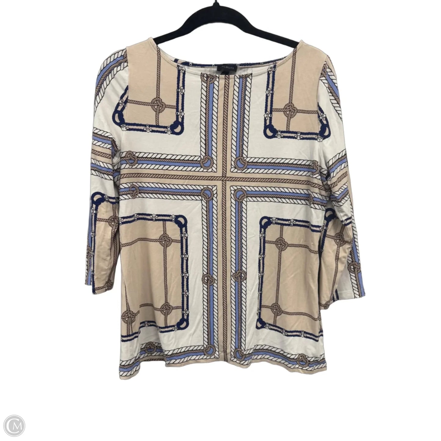 Top 3/4 Sleeve By Talbots In Black & Cream, Size: L