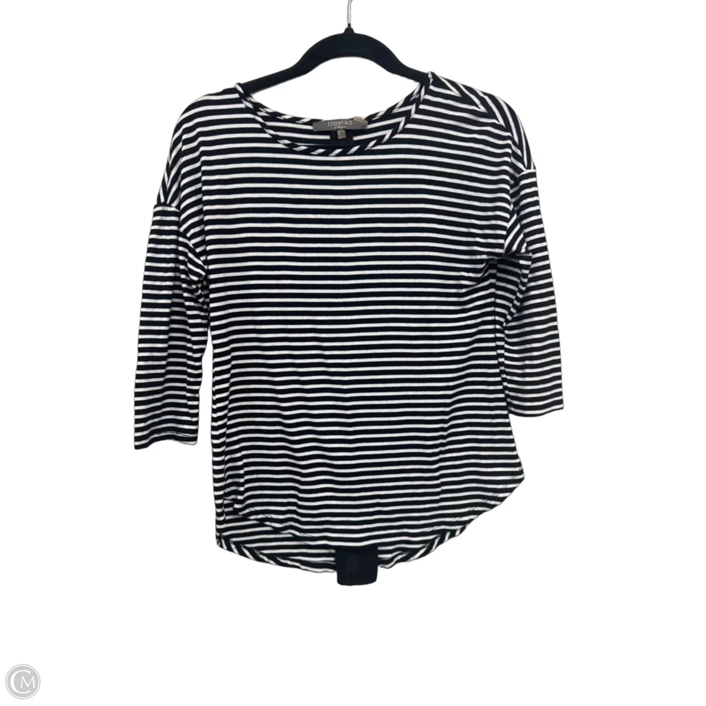 Top 3/4 Sleeve By Essentials In Black & White, Size: S
