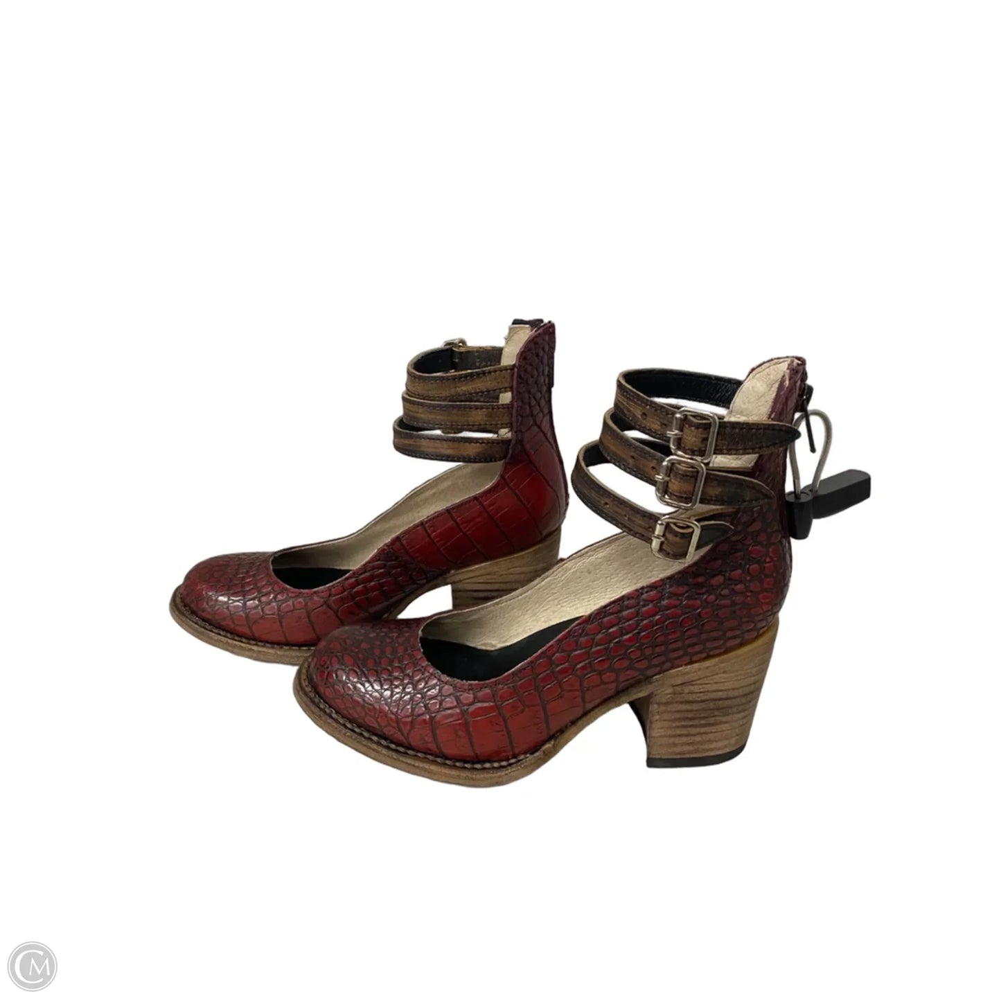 Shoes Heels Block By Freebird In Brown & Red, Size: 6
