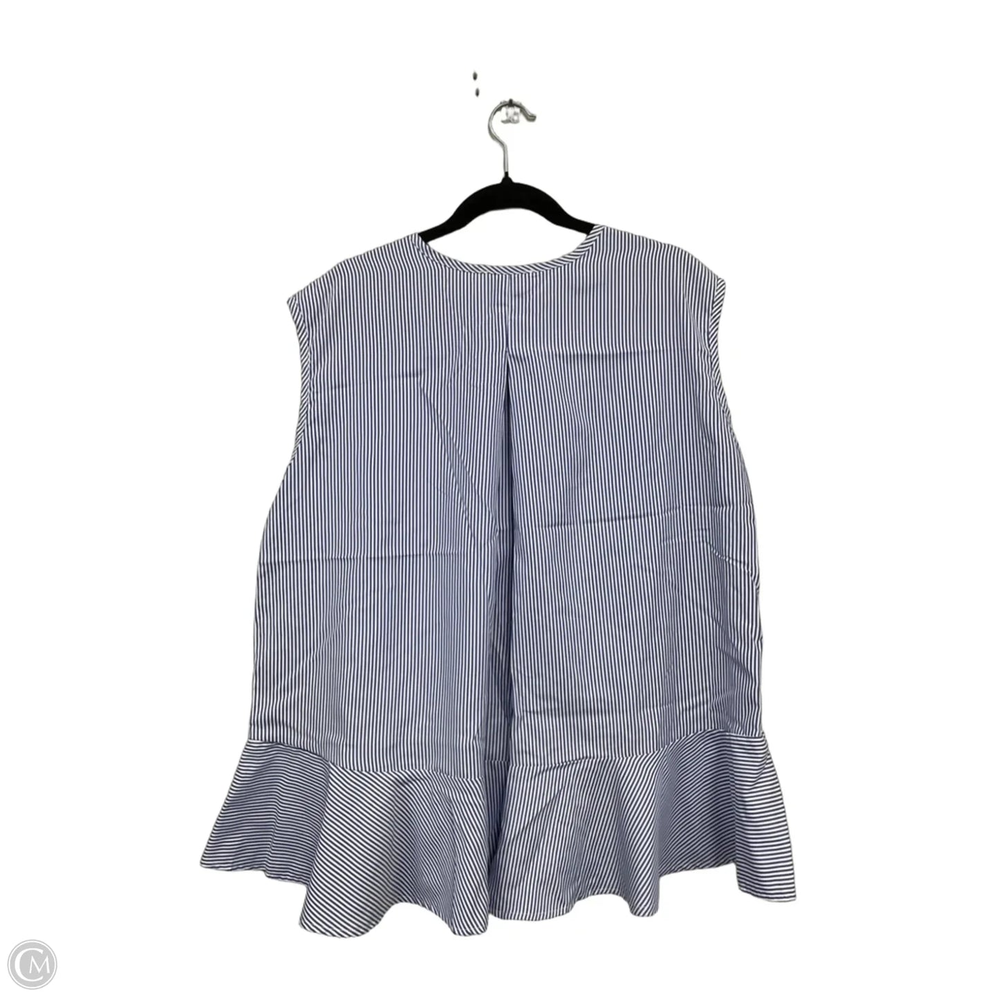 Top Sleeveless By Melloday In Blue & White, Size: 1x