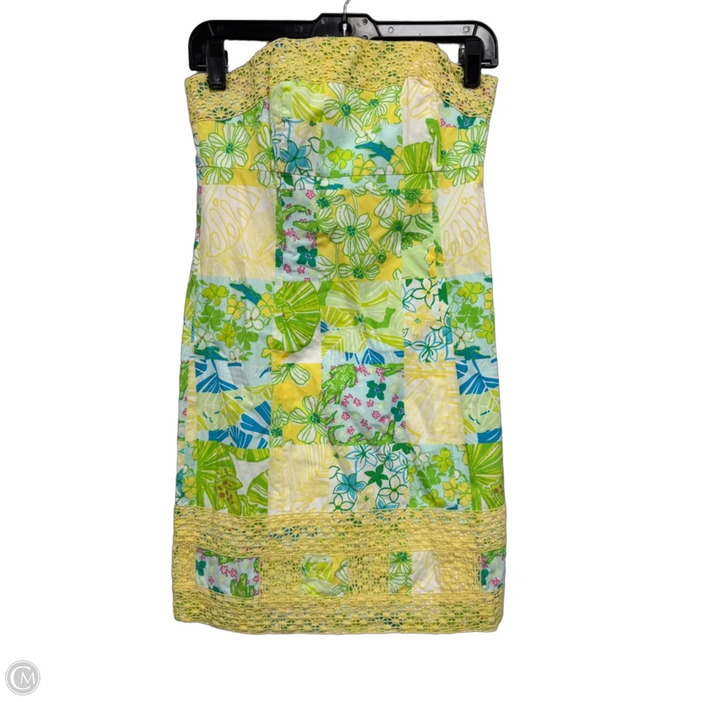 Dress Designer By Lilly Pulitzer In Green & Yellow, Size: 0