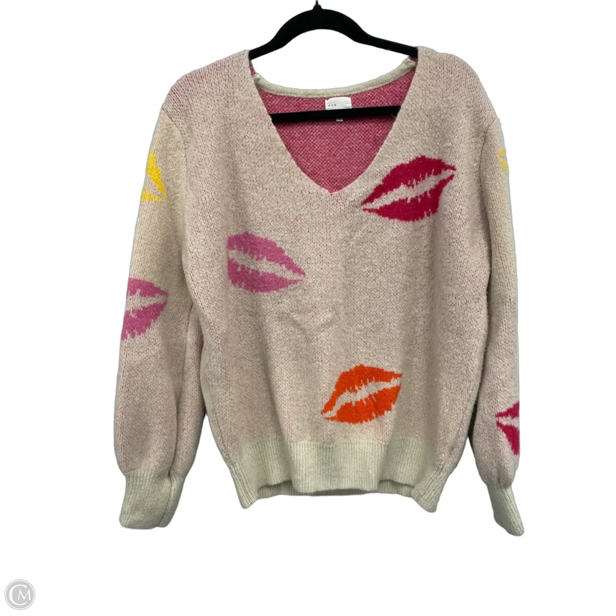 Sweater By Dee Elly In Pink & Tan, Size: L