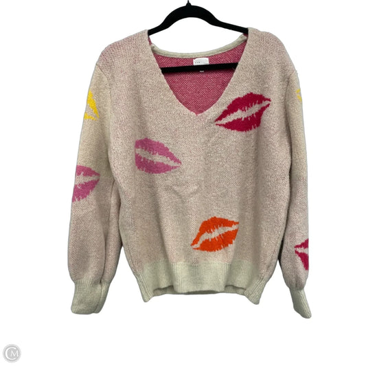 Sweater By Dee Elly In Pink & Tan, Size: L