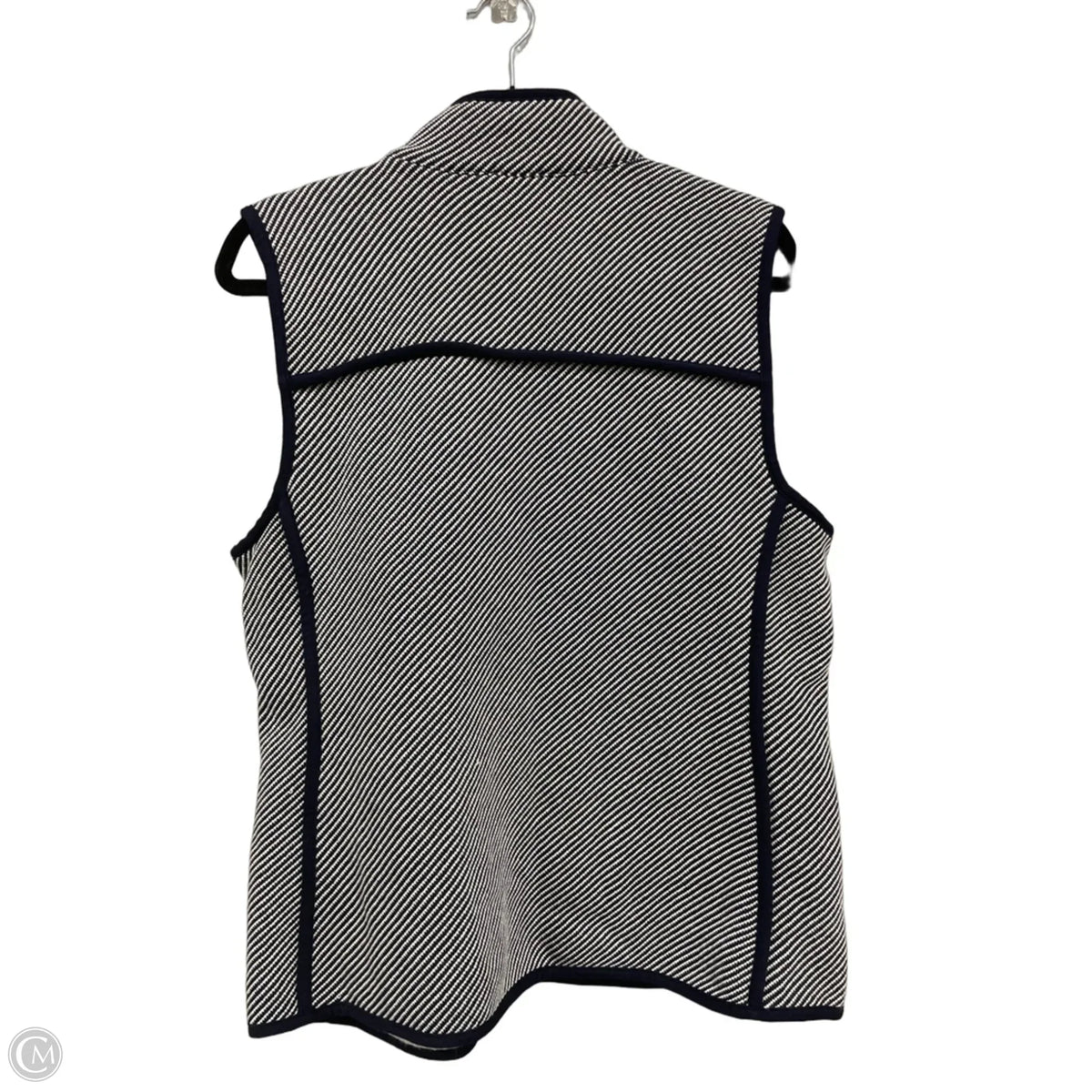 Vest Sweater By Talbots In Blue & White, Size: L