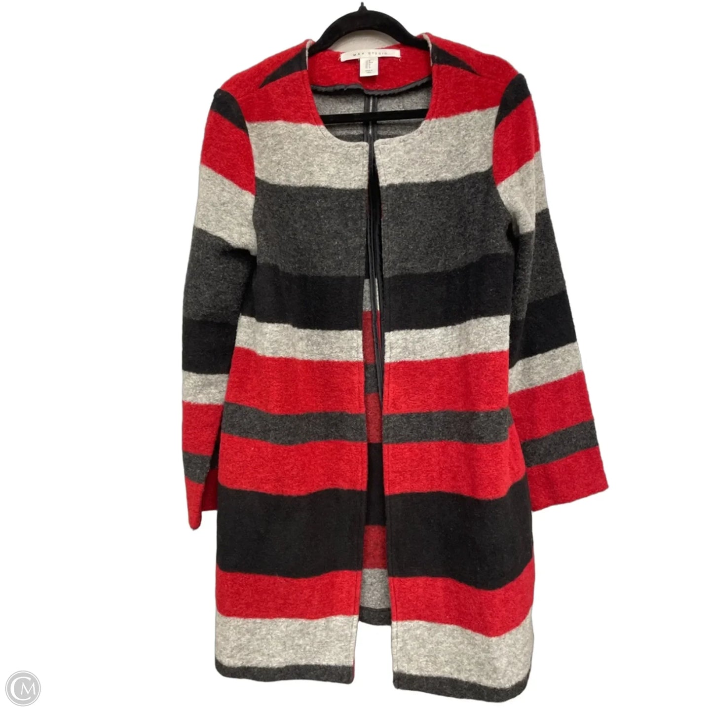 Sweater Cardigan By Max Studio In Black & Red, Size: M