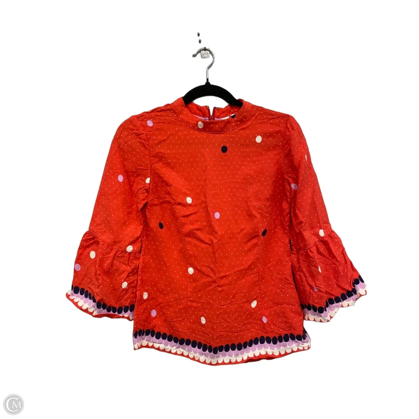 Blouse 3/4 Sleeve By Boden In Orange & White, Size: 2