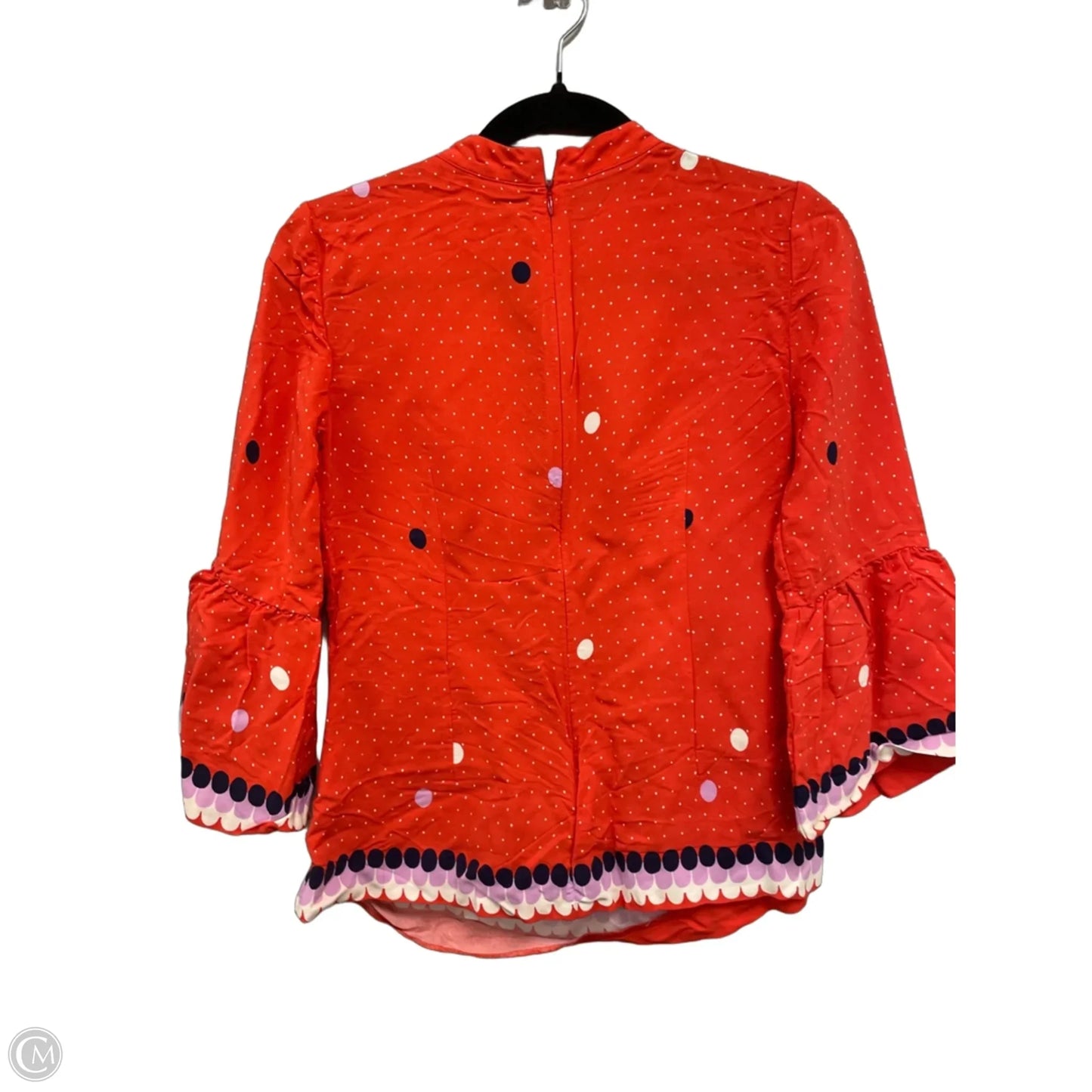 Blouse 3/4 Sleeve By Boden In Orange & White, Size: 2
