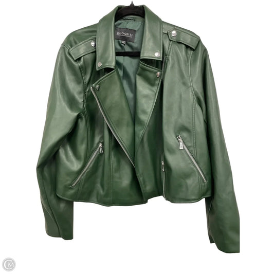 Jacket Leather By Eloquii In Green, Size: 22