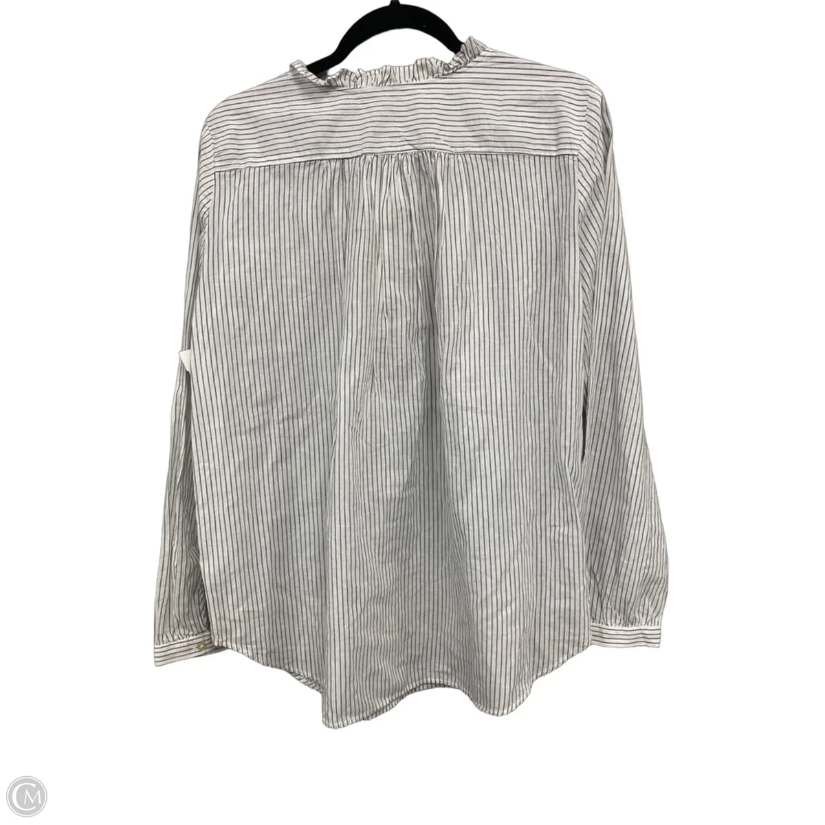Blouse Long Sleeve By Loft In Grey & White, Size: M