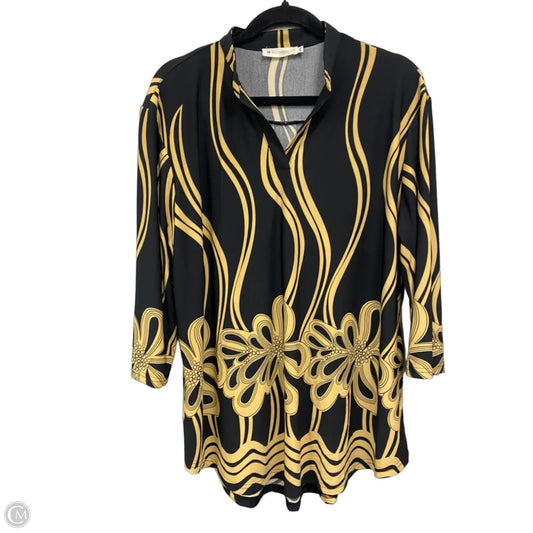 Blouse 3/4 Sleeve By Clothes Mentor In Black & Gold, Size: 2x