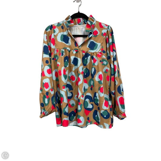 Blouse Long Sleeve By Clothes Mentor In Blue & Red, Size: L