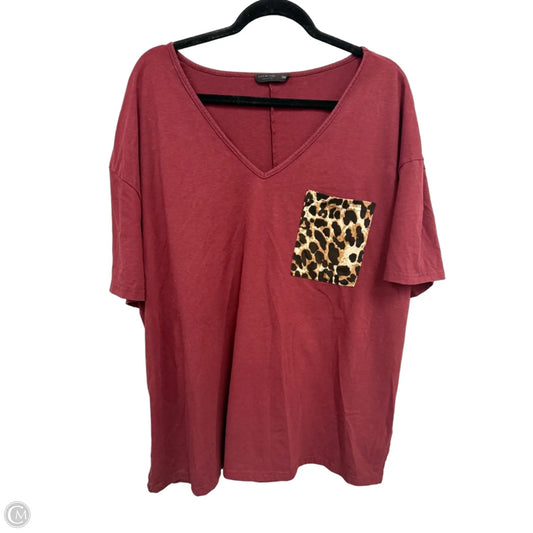 Top Short Sleeve By Shein In Maroon, Size: 3x