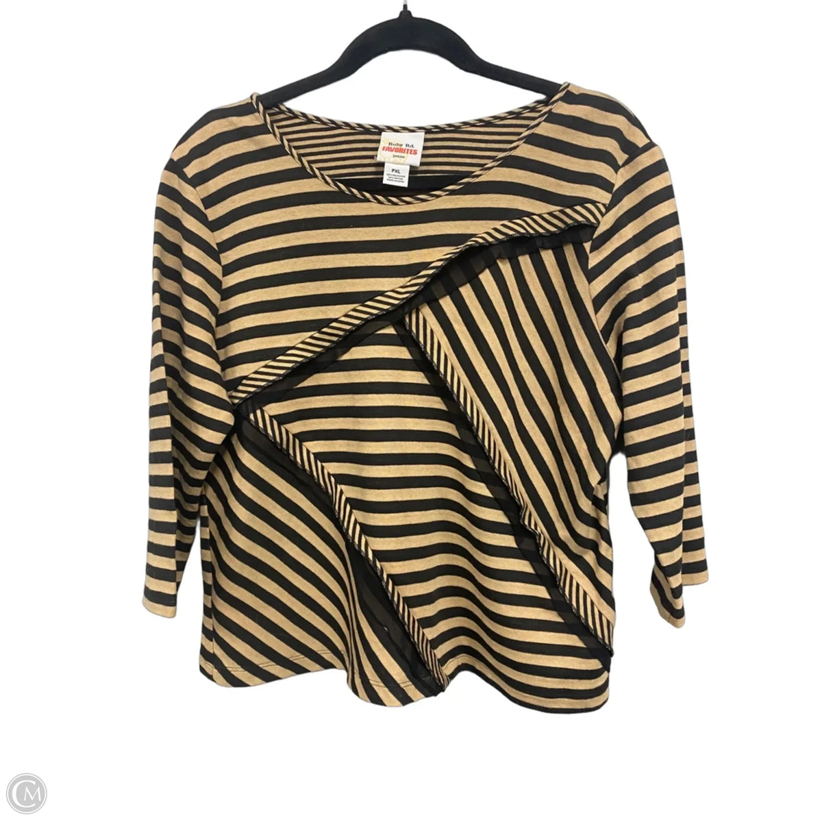 Top 3/4 Sleeve By Ruby Rd In Black & Brown, Size: Xl