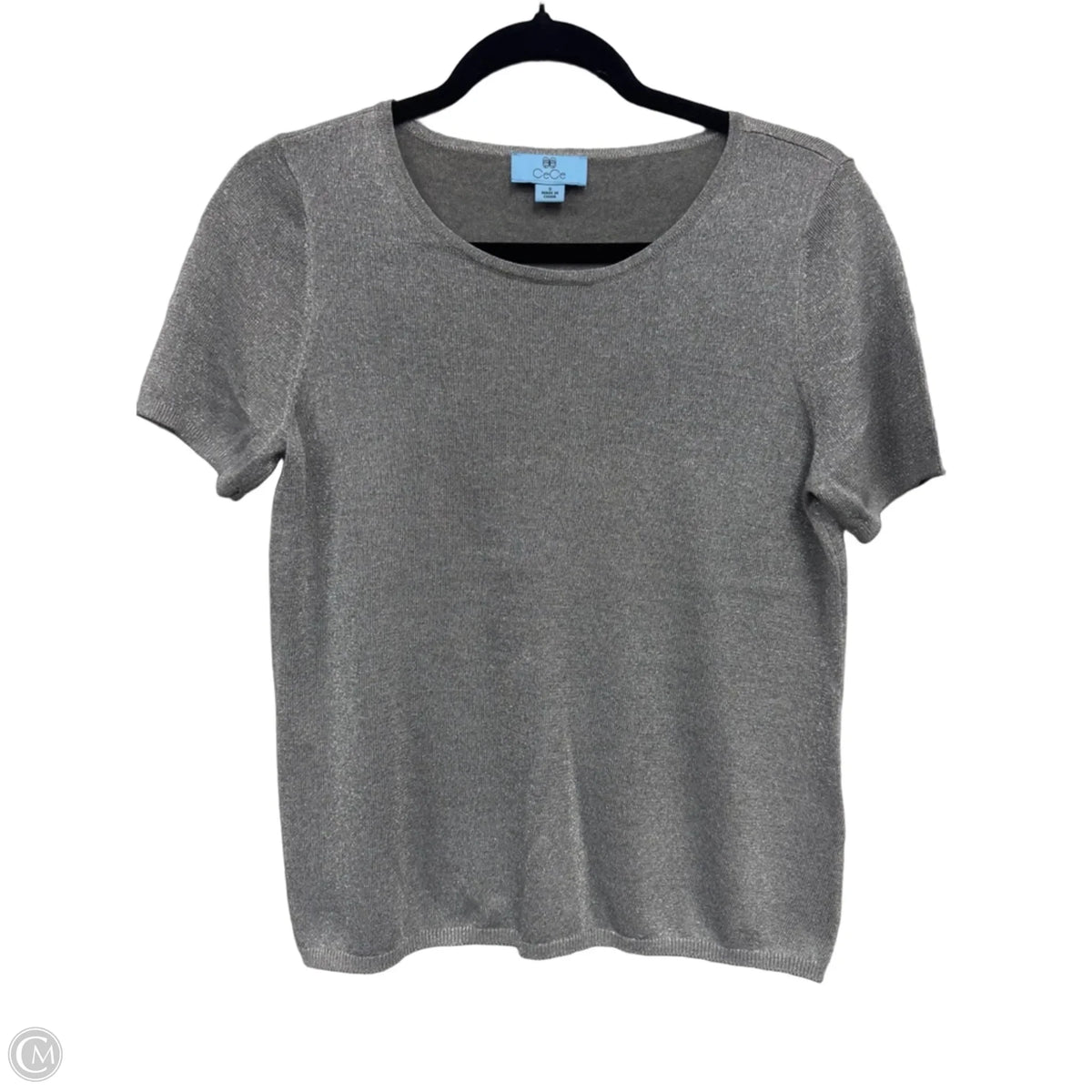 Top Short Sleeve By Cece In Silver, Size: S