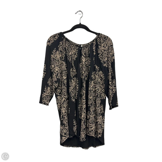 Top 3/4 Sleeve By Lucky Brand In Black & Brown, Size: 1x