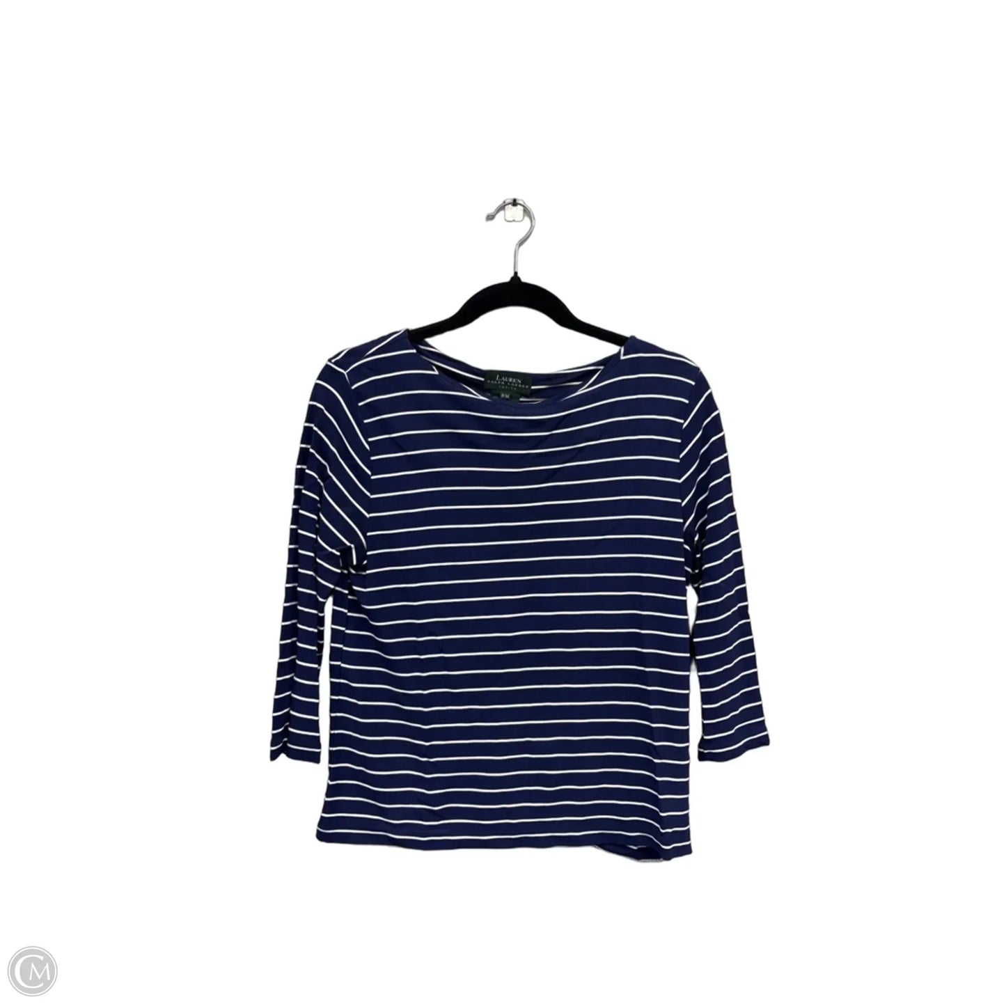 Top 2pc 3/4 Sleeve By Lauren By Ralph Lauren In Blue & White, Size: Mp