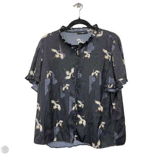Blouse Short Sleeve By Tahari In Navy, Size: 1x
