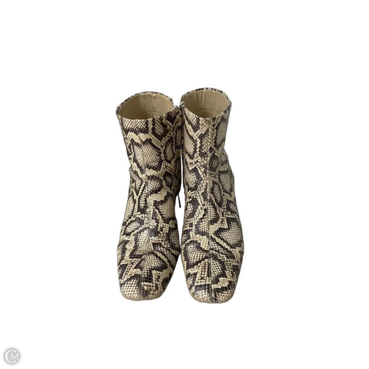 Boots Ankle Heels By Sam Edelman In Brown & Cream, Size: 7