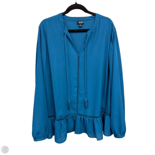 Blouse Long Sleeve By Ana In Blue, Size: 3x