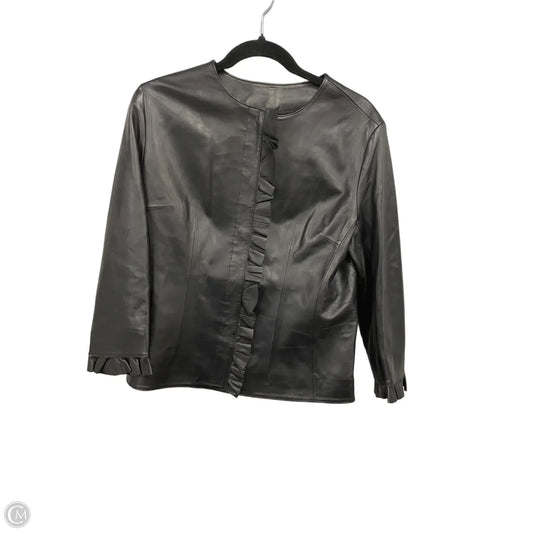 Jacket Leather By Clothes Mentor In Black, Size: L