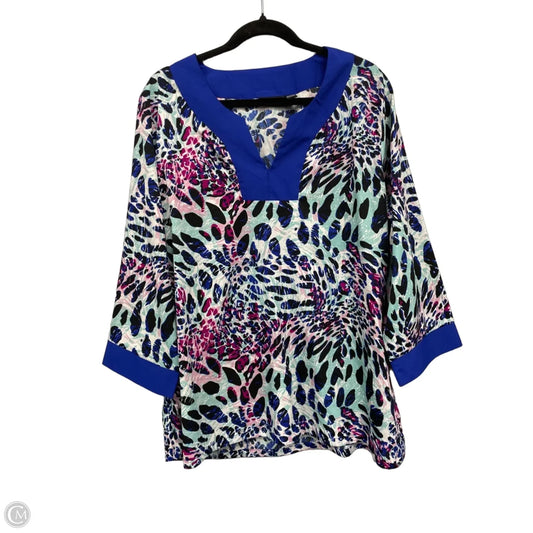 Blouse 3/4 Sleeve By Clothes Mentor In Blue & Purple, Size: 2x