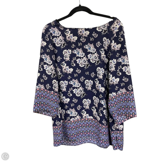 Blouse 3/4 Sleeve By Rose And Olive In Blue & White, Size: 1x