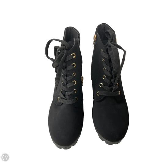 Boots Ankle Heels By Clothes Mentor In Black, Size: 10.5