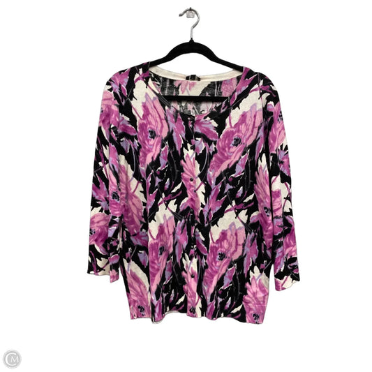 Cardigan By Talbots In Black & Purple, Size: Xl