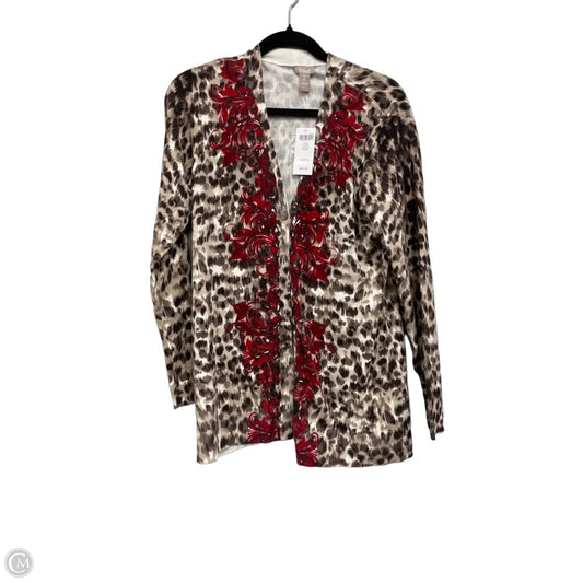Cardigan By Chicos In Red & Tan, Size: L