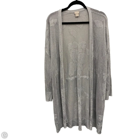 Sweater Cardigan By Chicos In Silver, Size: Xl