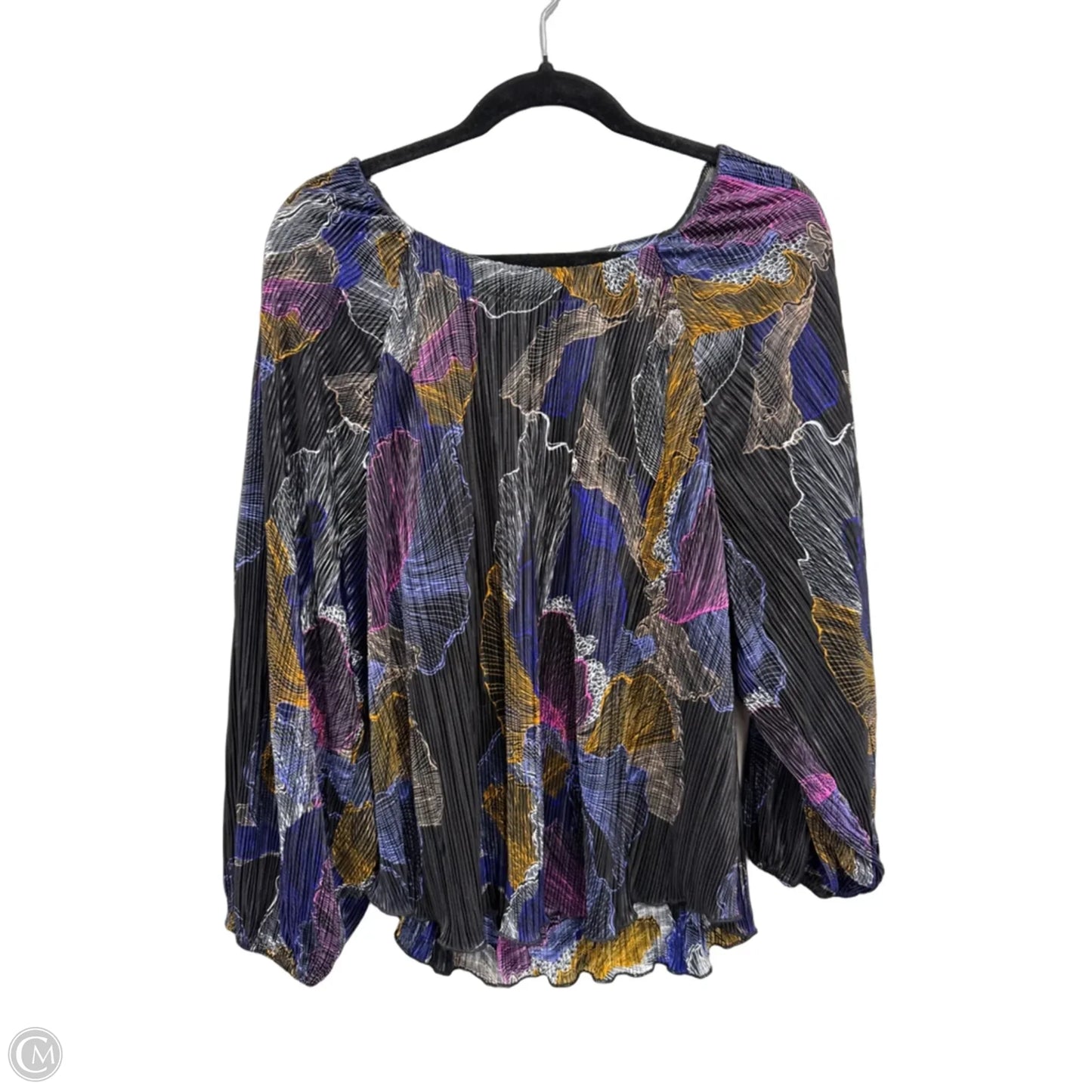 Blouse Long Sleeve By Chicos In Black & Purple, Size: Xxl