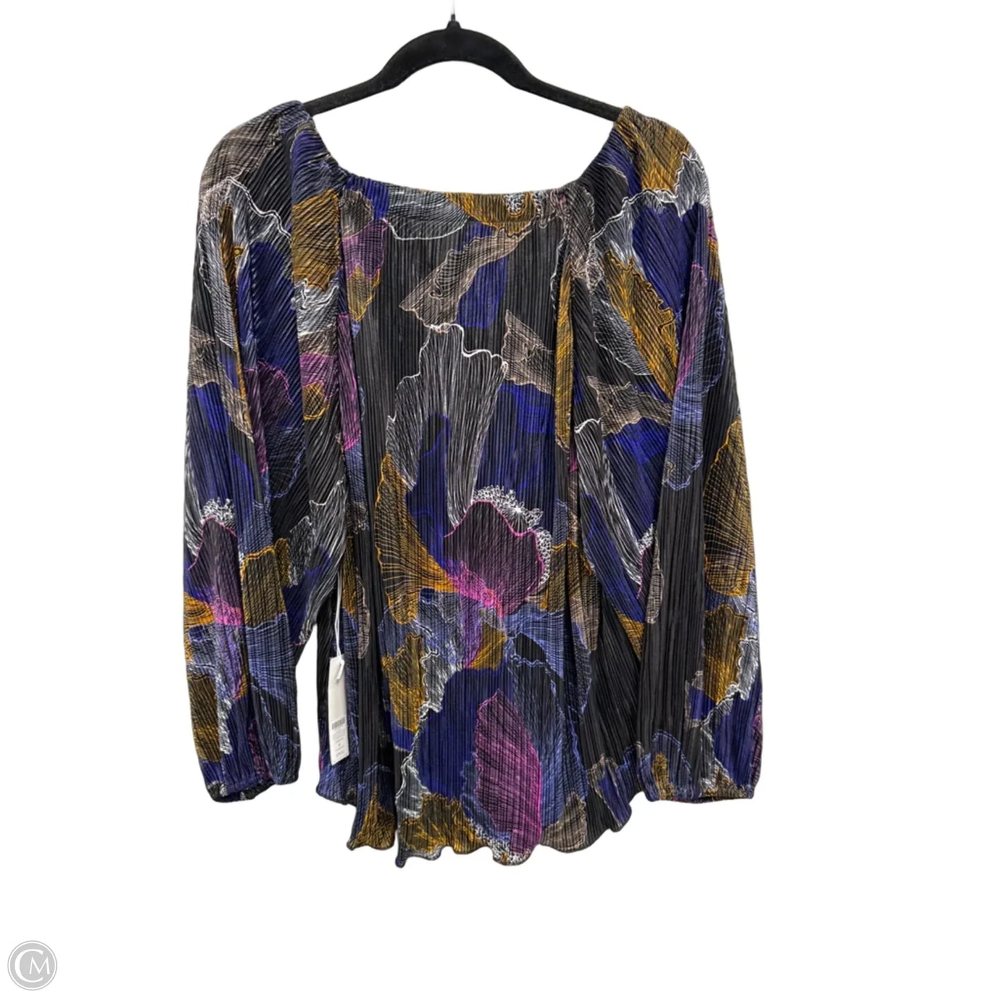 Blouse Long Sleeve By Chicos In Black & Purple, Size: Xxl