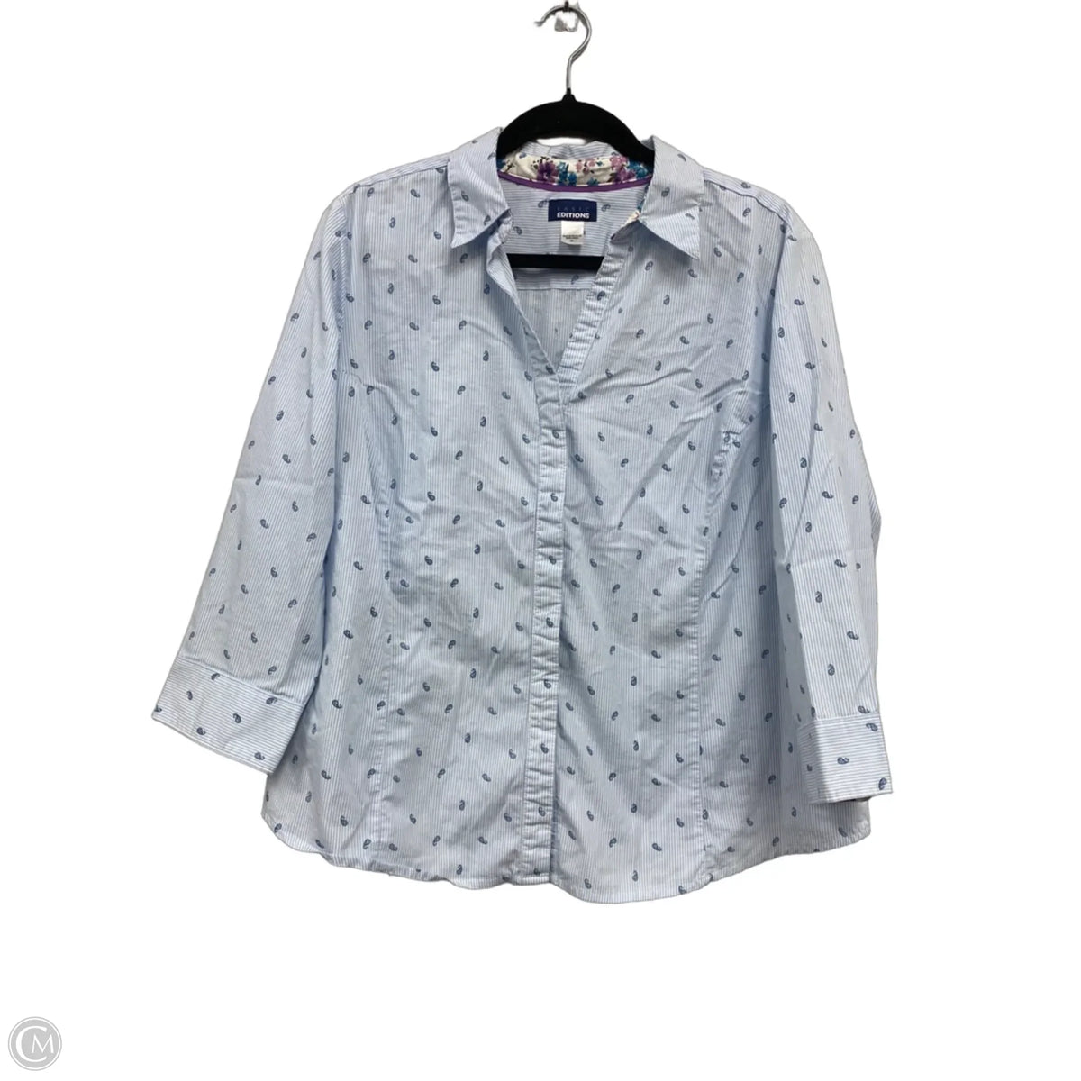 Top Long Sleeve By Basic Editions In Blue, Size: Xl