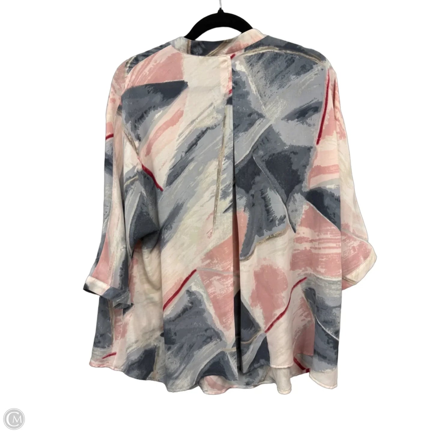 Blouse 3/4 Sleeve By Nic + Zoe In Blue & Pink, Size: Xl