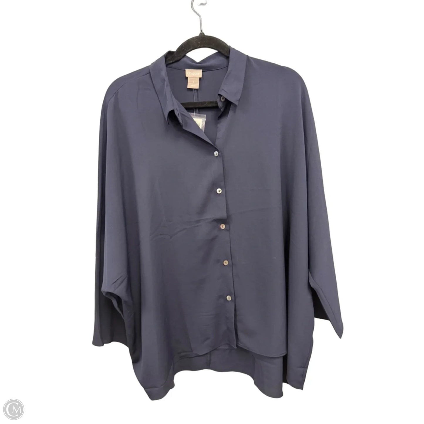Blouse 3/4 Sleeve By Chicos In Navy, Size: Xl