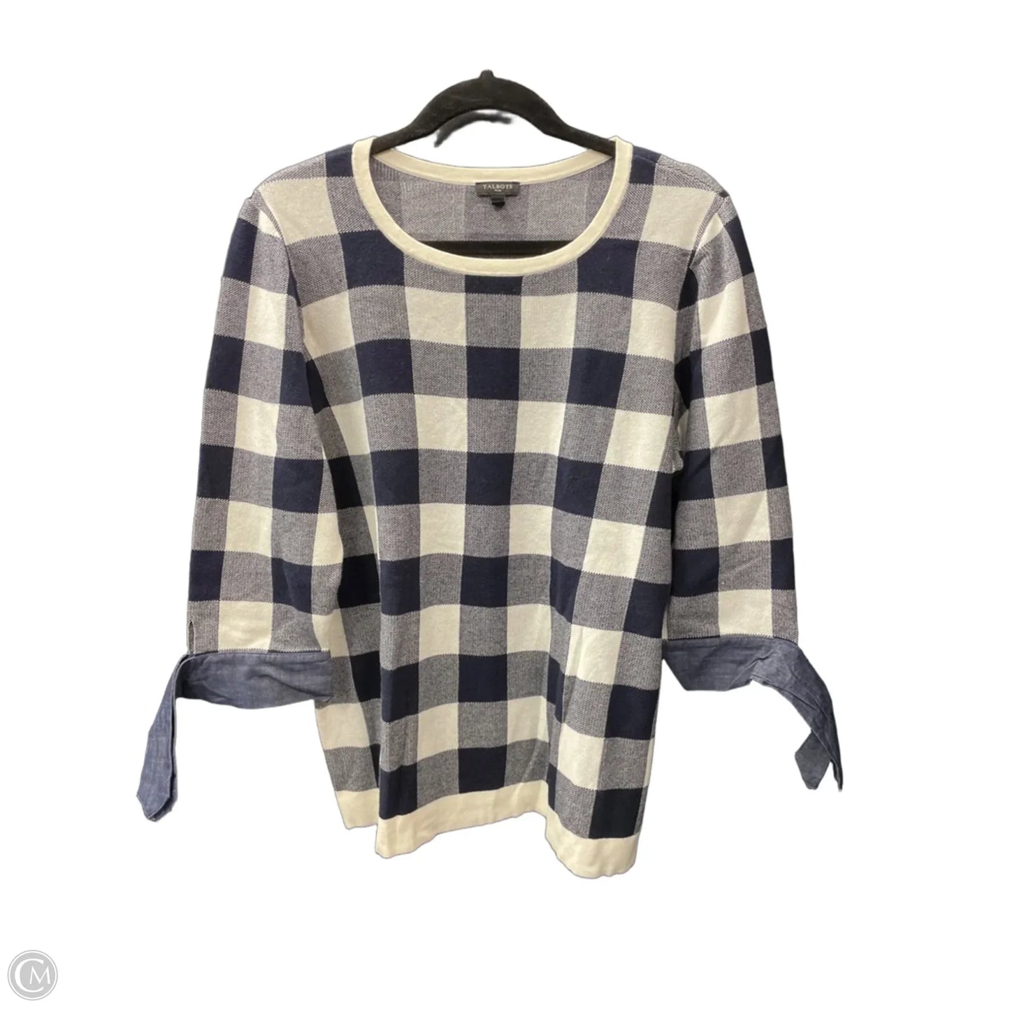 Sweater By Talbots In Blue & White, Size: 1x