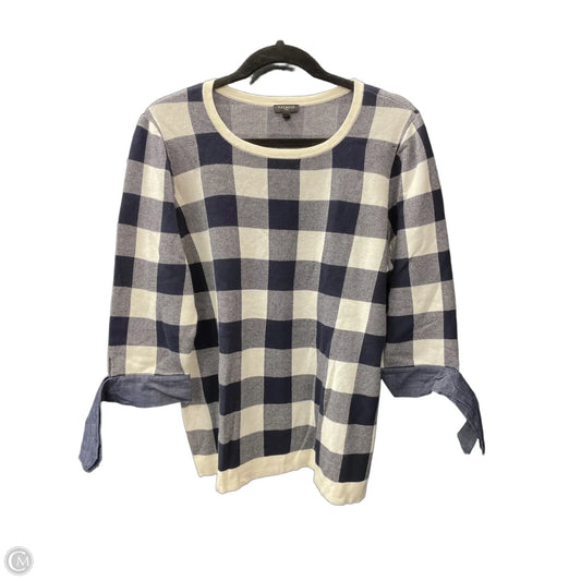 Sweater By Talbots In Blue & White, Size: 1x