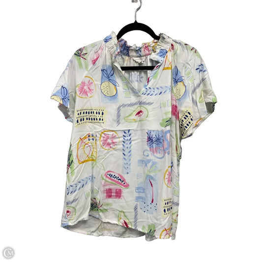 Top Short Sleeve By Crown And Ivy In Blue & White, Size: L