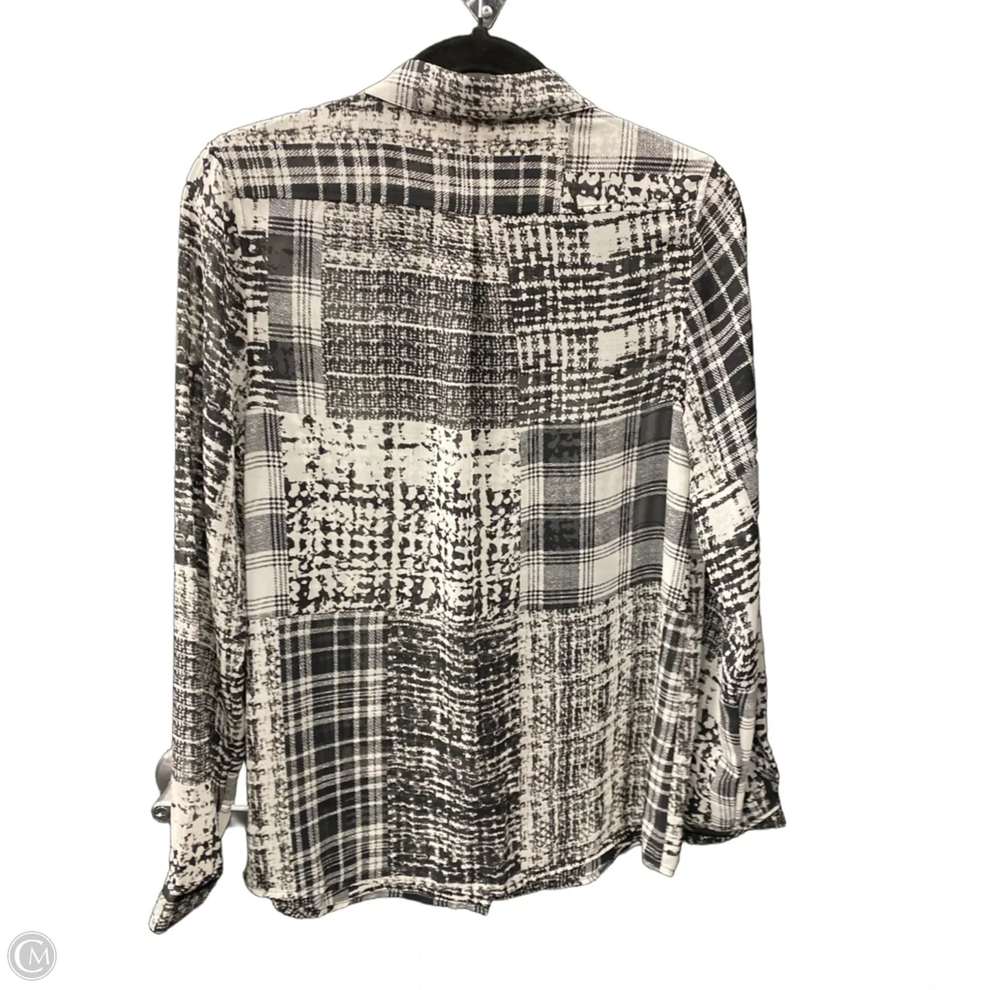 Blouse Long Sleeve By Vince Camuto In Black & White, Size: M