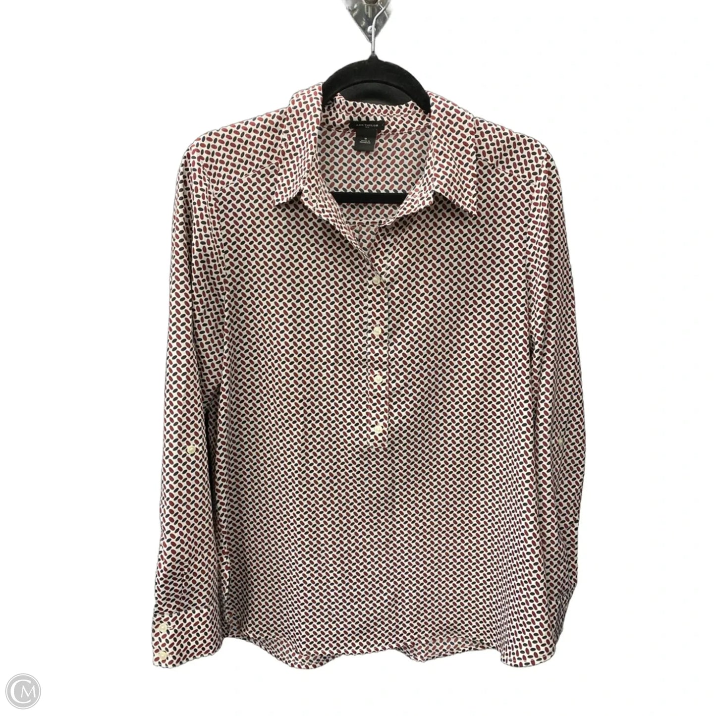 Blouse Long Sleeve By Ann Taylor In Black & Red, Size: M