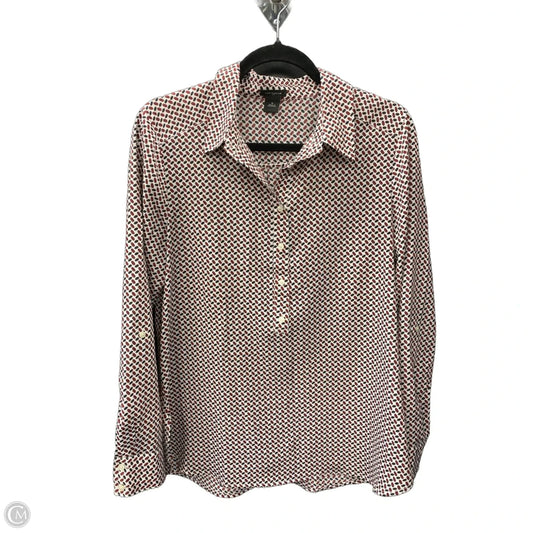 Blouse Long Sleeve By Ann Taylor In Black & Red, Size: M